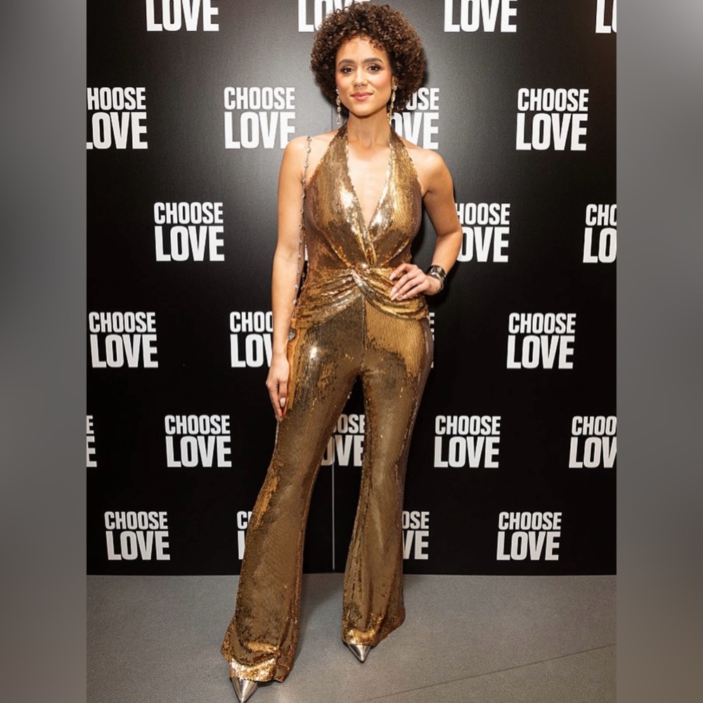NADINE MERABI Tianna Gold Jumpsuit - Picture 7 of 16
